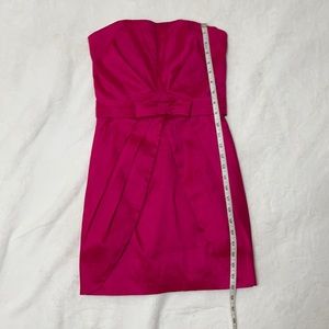 Hot pink strapless mini dress